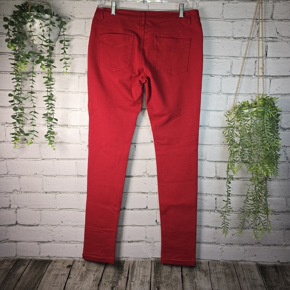 Shinestar Red Skinny Pants STRETCH CUFFED ANKLE POCKETS WOMENS SIZE 1X - Picture 2 of 7